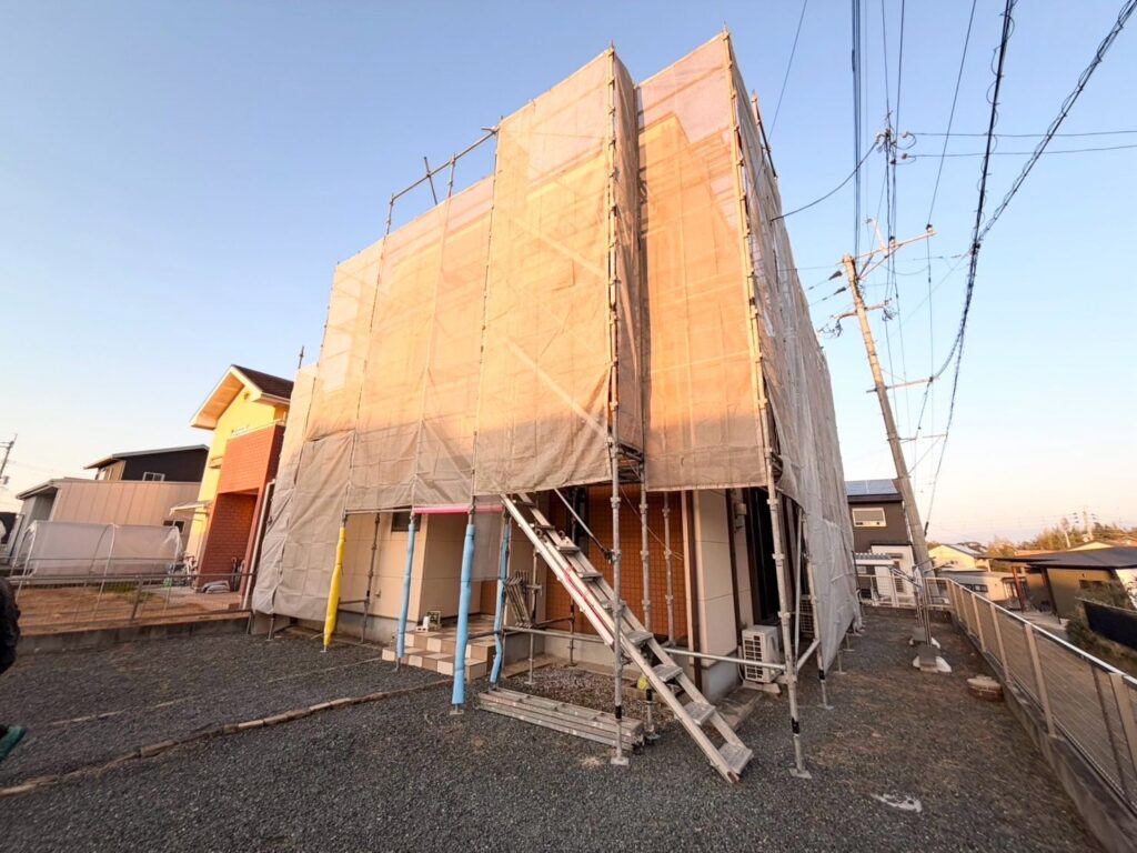 熊本外壁塗装　足場組立