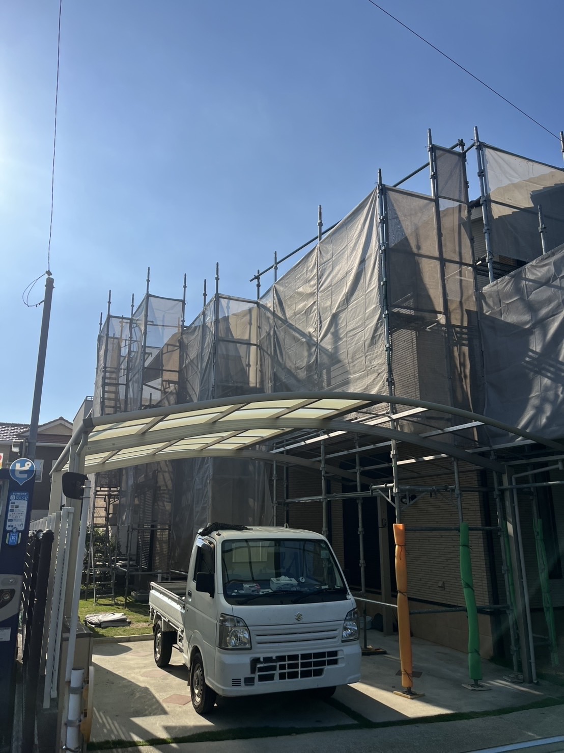 熊本外壁塗装　S様邸　足場架設
