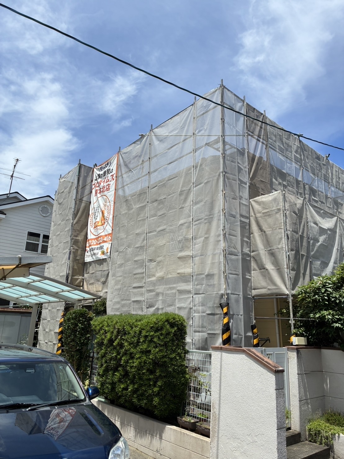 熊本外壁塗装　足場架設　S様邸