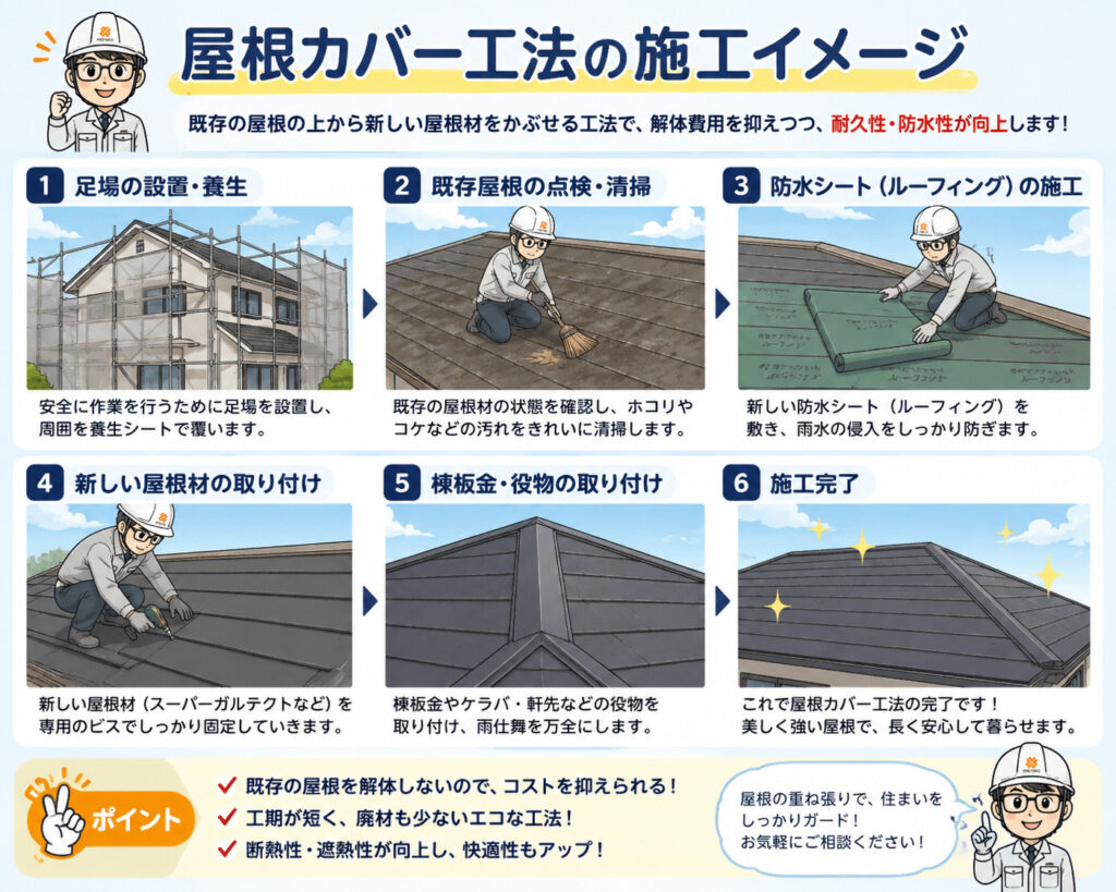 熊本外壁塗装　屋根カバー工法　施工イメージ